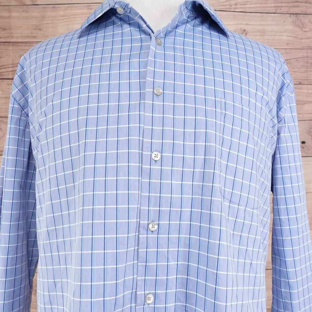 Van Heusen Dress Shirt 2XL 18-18.5 34/35 Regular Fit Blue Stretch Stain Shield